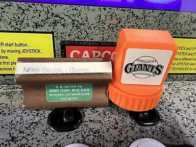 Vintage 1980s SF Giants Mike Sadek Community Services Rubber Stamp + Logo Stamp • $129