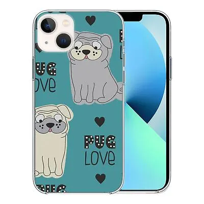 $9.95 • Buy Silicone Phone Case Soft Cover Dogs Pugs Love Blue - S949 - US