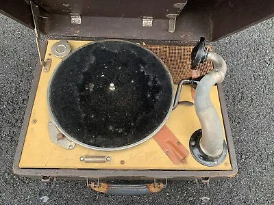 Antique Wind Up Phonograph Record Player Hand Crank Case Vintage Estate Find • $139.95