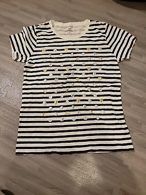 Womens J. CREW COLLECTOR TEES STRIPES HEARTS & DOTS Short Sleeve Tee Medium • $13