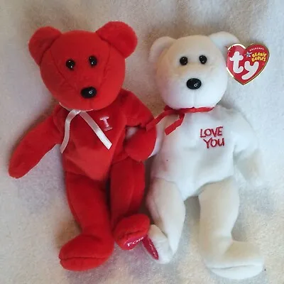 Ty Beanie Babies Bears I Love You Bears “I (HEART) U” 2005 New • $12.95