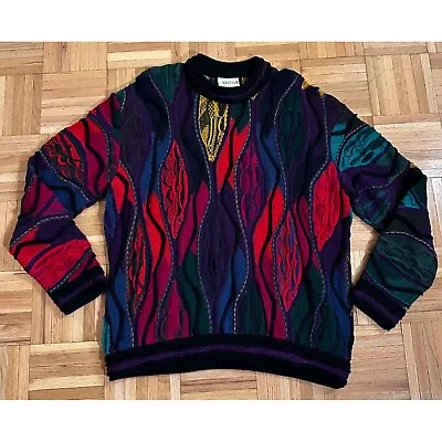 Vintage Coogi 90s 3D Knit Sweater Mens Small Biggie Cosby Abstract Colorful • $180.45
