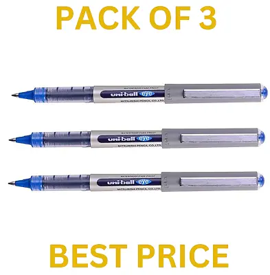 3 X Uni Ball UB-157 EYE FINE Rollerball Pen BLUE Colour Best Price On Ebay • £4.99