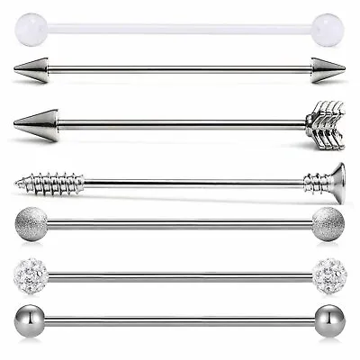 $10.44 • Buy 7PCS 14G Barbell Arrow Ball Ear Cartilage Surgical Steel Industrial Piercing