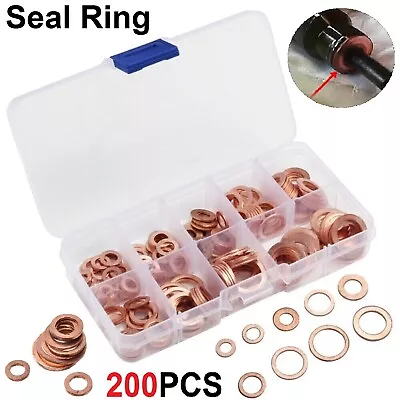 Solid Copper Washers Sump Plug Car Engine Seal Ring Set Assorted Kit With Box AU • $19.99