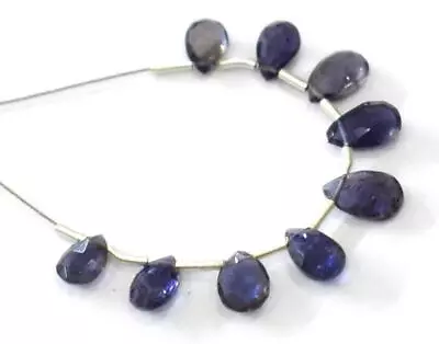 Natural Iolite Beads Faceted Pear 4.5x6 - 5x7 Mm 9 Pcs Loose Beads #d5971 • $5.99