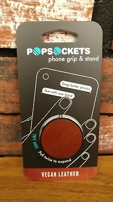 Popsockets Popgrip Phone Holder - Brown Vegan Leather - 800102 • $7.99