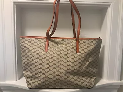 Michael Kors Emry Signature Large Top Zip Tote Carryall Natural Orange • $55