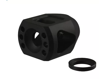 Black .22 .223 Mini Tanker Linear Comp Muzzle Brake 1/2x28 TPI + Crush Washer • $16.99