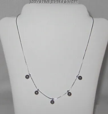 $575 • Buy Exquisite Designer Jose Hess 18k White Gold Black Pearl 16  Ladies Necklace