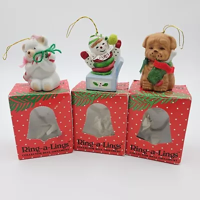 Vintage 3- Collector Bell Ornaments  Ring-a-Ling Jack In The Box Dog & Bear • $9.86