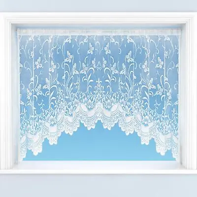 £12.95 • Buy Floral Butterfly White Lace Jardinieres Slot Top Net Curtain Privacy Panel