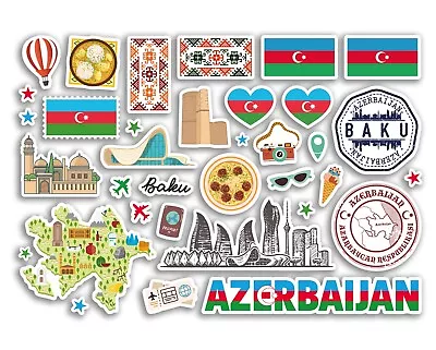 A5 Sticker Sheet Azerbaijan Vinyl Stickers - Flag Country Holiday Travel #80272 • £3.99