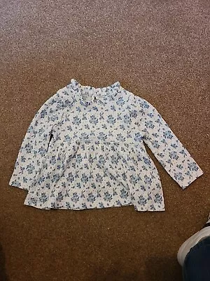 Baby Girls 9-12 Months Matalan Top Tunic Blue Flowers • £0.75