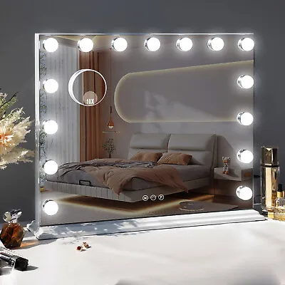 FENCHILIN Hollywood Makeup Mirror With Lights 15 LED Lighted Vanity Mirrors Wall • $109.99