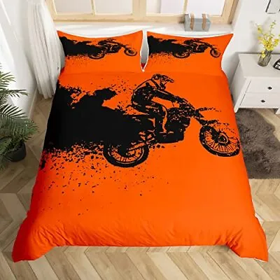 Motorcycle Duvet Cover Setdirt Bike Bedding Set For Teens Boys Girls Bedroom Dec • $20.25