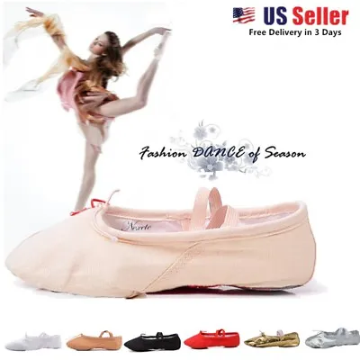 Toddler Girl & Adult  Ballet Dance Split-Sole Fashion # 1 Canvas Slipper Shoes  • $9.97