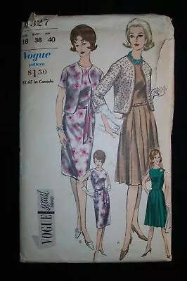 VOGUE Vintage 60's Special Design Sewing Pattern 4327 Dress & Jacket 18 • $10