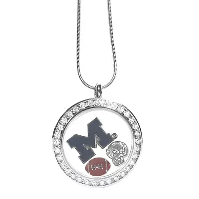 Michigan Wolverines Snake Chain Necklace With Locket & Charms - NCAA • $15.39