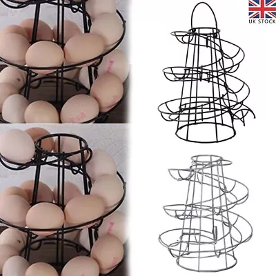 Black Kitchen Storage Spiral Helter Skelter Egg Holder Stand Rack Holds 18 Eggs • £10.99