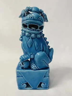 VTG Chinese Turquoise Color Foo Dog 6” Glazed Ceramic Circa 1980’s • $37.90