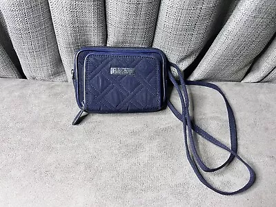 Vera Bradley Microfiber On The Square Wristlet Crossbody Blue Strap Zipper • $14.99