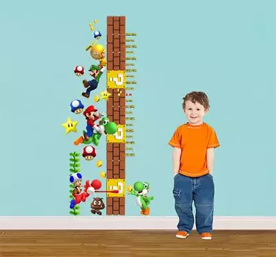 Super Mario Bros Height Chart Wall Sticker Decal Decor Art Mural Nursery WC100 • $20.06