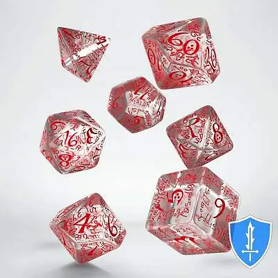 Q-Workshop Elvish Dice Set (7) Translucent/Red Transparent D&D RPG Elven • $5