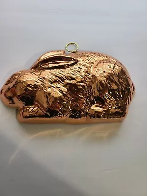 Vintage Copper Tin Cake Form Jello Mold Bunny Rabbit 10  X 5  Made In Korea • $39.99