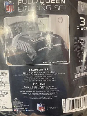 NWT Las Vegas Raiders 3 Pc Full / Queen Bedding Comforter Pillowcase Set • $59.99