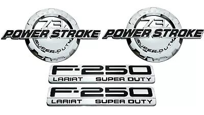 4x 7.3L Power Stroke F250 Lariat SuperDuty Emblems Door Fender Badge Chrome • $59.99