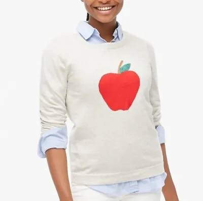 J. Crew Sequin Apple Lightweight Cotton Teddie Pullover Sweater Size Small • $19.95