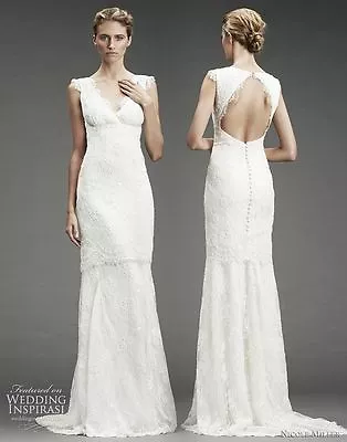 NICOLE MILLER BEADED LACE GOWN BRIDAL WEDDING DRESS Size 6 NM9978 $2995 • $850