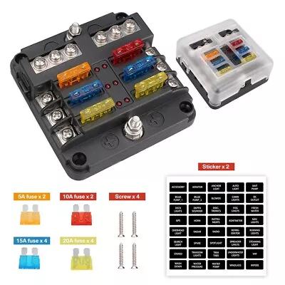 UK Blade Fuse Box 6 Way Distribution Bar Bus Boat Car Kit Marine Holder 12V/32V • £8.99