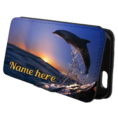 Personalised Dolphin IPhone Case Custom Cute Flip Phone Cover Wallet Gift ST078 • £12.95