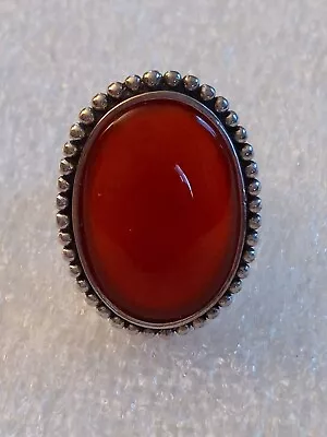 $24.99 • Buy Vintage Sterling Silver Oval Carnelian Ring Size 7