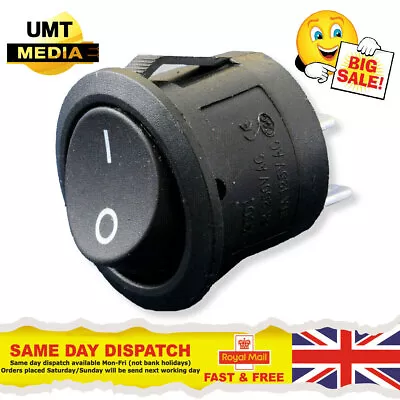 £2.50 • Buy 12V Round Rocker Switch – 14mm On/Off 12 Volt Black Cover Car – UK SELLER