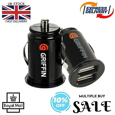 Fast GRIFFIN Twin USB In Car Charger Cigarette Lighter Adapter All Phones IPhone • £2.99