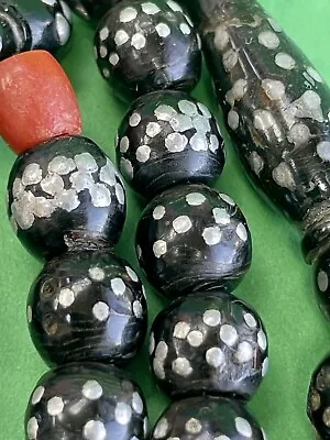 Antique Black Coral -Silver In Lay 66 Worry Beads Islamic Masbaha 68 Grams R6 • $650