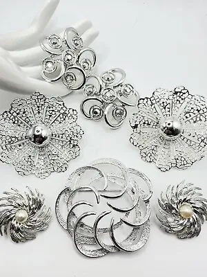 All Sarah Coventry Signed Silver Brooch 3 Pairs Earrings Lot Jewelry!! • $18