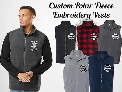 Ink Stitch Design Your Own Custom Logo Texts Stitching Men Polar Fleece Vests • $34.99