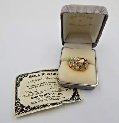 Dakota Designs Men's Black Hills Gold Sterling Silver Eagle Ring Size 10.25 • $99.99