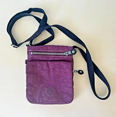 Kipling Purple Crossbody Bag Two Zips Closures Pockets Long Strap No Monkey • $18