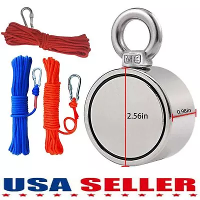 Fishing Magnet Kit Upto 900 Lbs Pull Force Strong Neodymium &or Rope Carabiner • $8.09