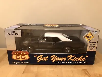 1966 Pontiac GTO 1/18 Scale Die Cast Car Blue / White Ertl Route 66 Get Kicks • $99