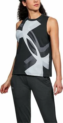 UNDER ARMOUR 1310481-001 Muscle Tank Top Overlay Logo Womens Size Medium • £20