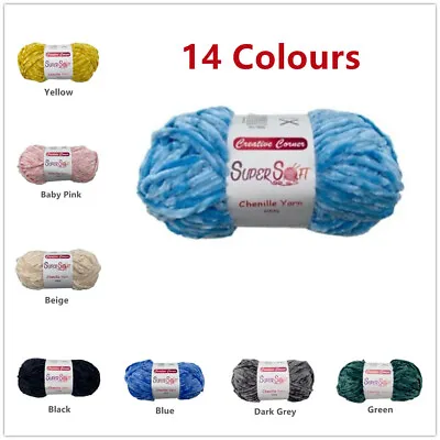 Creative Corner SuperSoft Chenille Chunky Yarn 100g Super Soft Knitting Wool • $3.45