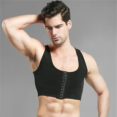 Gynecomastia Vest Shaper Front Zipper Compression Corrector Chest Gyno Man Boobs • $26.95