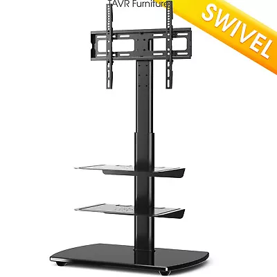 TAVR Black Swivel Floor TV Stand With Shelf For Flat Panel TVs Up To 65 Inch • $67.99