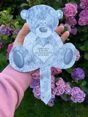 Teddy Bear Grave Marker - Personalised Baby Memorial Plaque - Baby Girl & Boy • £13